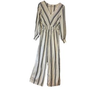 Jealous Tomato White Black Striped Jumpsuit